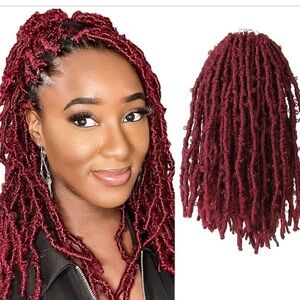 ToyoTress Butterfly Locs Crochet Hair 7Pcs Burgundy Faux Locs Extension 14 Inch